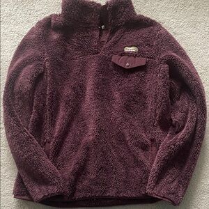 L.L. Bean Hi Pile Plush Sherpa Pullover - Burgundy